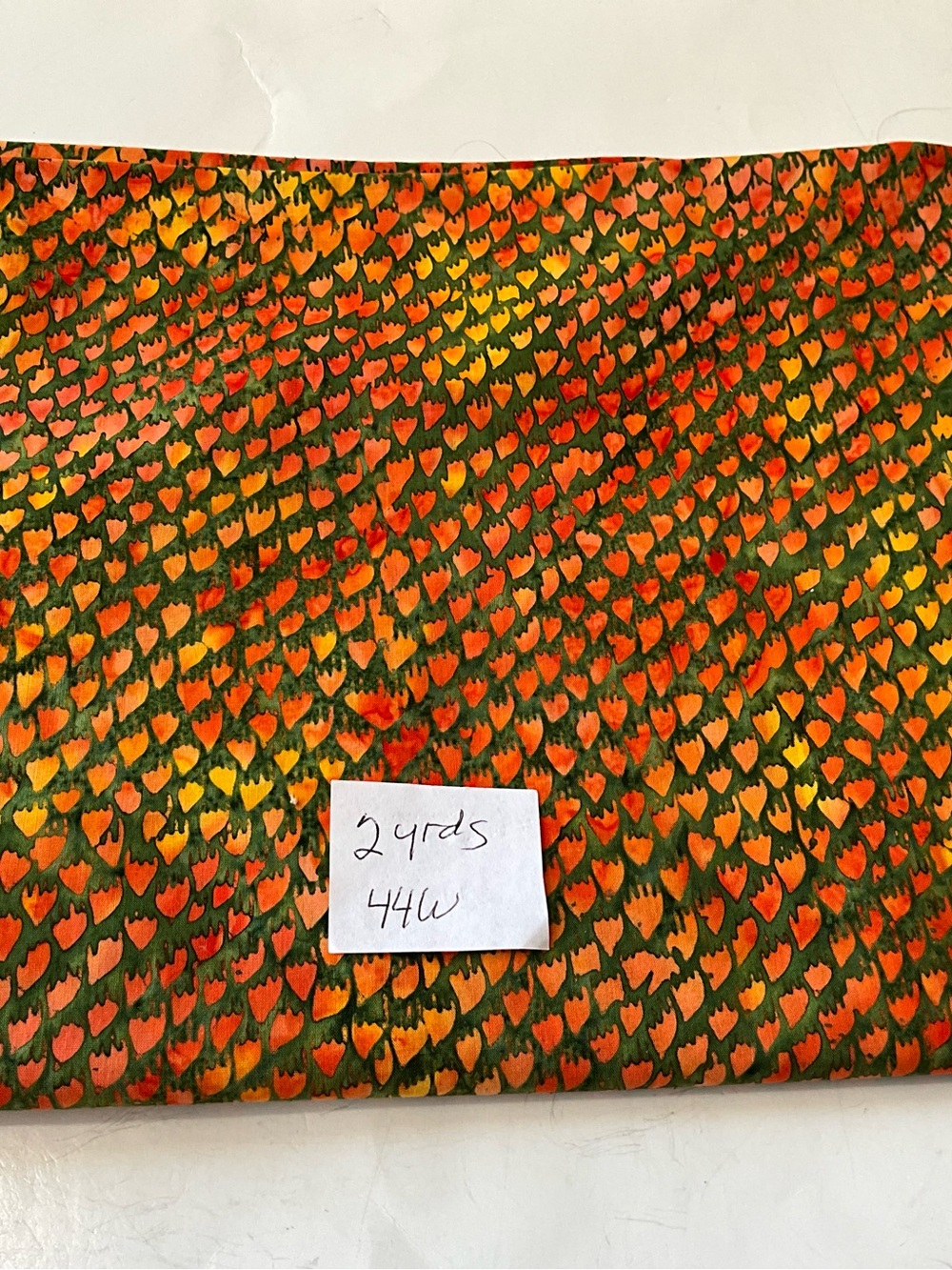 Cotton Quilting Sewing Batik Fabric Multicolor Orange Green 2 yards